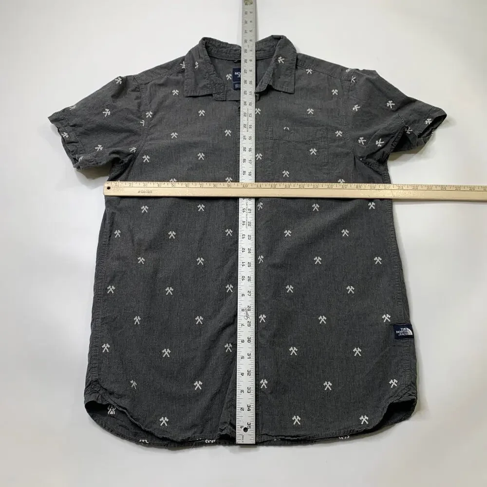 The North Face Shirt Mens M Medium Graphite White Baytrail Jacquard Crossed-Axe